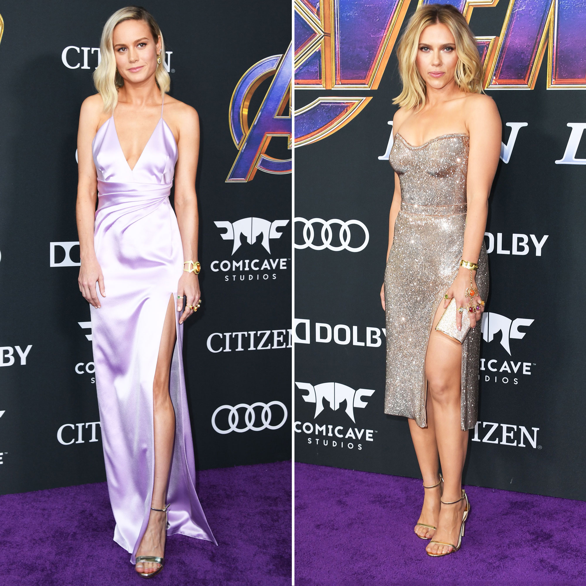Brie Larson and ScarJo Rock Infinity Gauntlet Rings on the %C5%92Avengers%C2%B9 Red Carpet